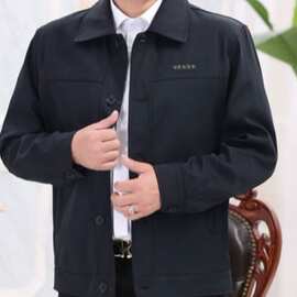 春秋季中老年薄款男装外衣男装翻领休闲夹克中年上衣外套批发