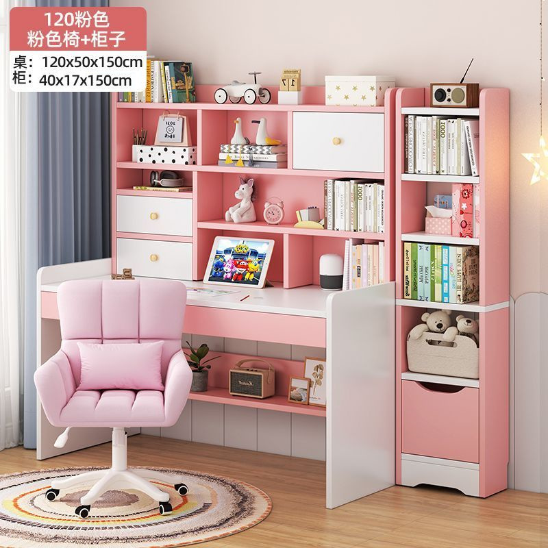 120 핑크 책상 + 책장 + 덮개를 씌운 의자