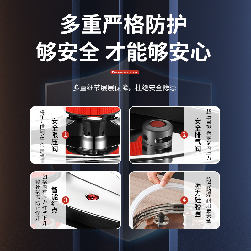 德国新款304不锈钢高压锅家用商用大容量防爆压力锅燃气电磁炉通|undefined