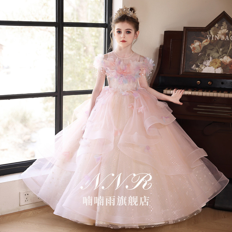 Children's Exquisite Dresses for Girls, High-End Luxury Niche Hostess Dresses, Birthday Princess Dresses, Piano Performance Outfits