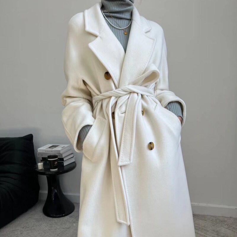 M's 101801 Coat [High Version] 2025 New Classy Double-Sided Woolen Cashmere Wool Women's Mid-Length Outerwear