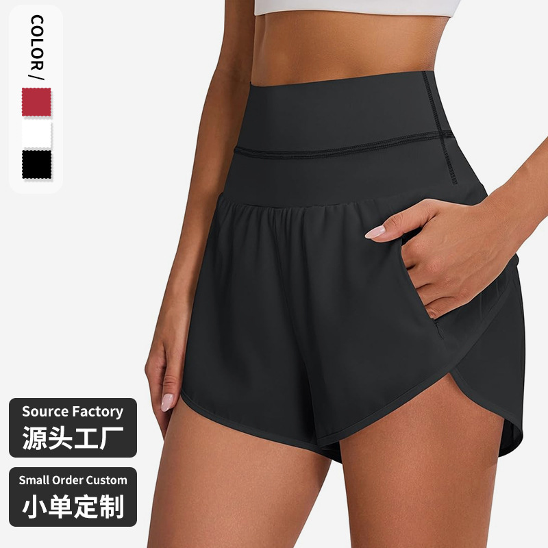 Women's Sports Shorts Cross-border New High Waist Belly Tight Running Shorts with Pocket Tennis Yoga Fitness Shorts Women's Sports Shorts Cross-border New High Waist Belly Tight Running Shorts with Pocket Tennis Yoga Fitness Shorts