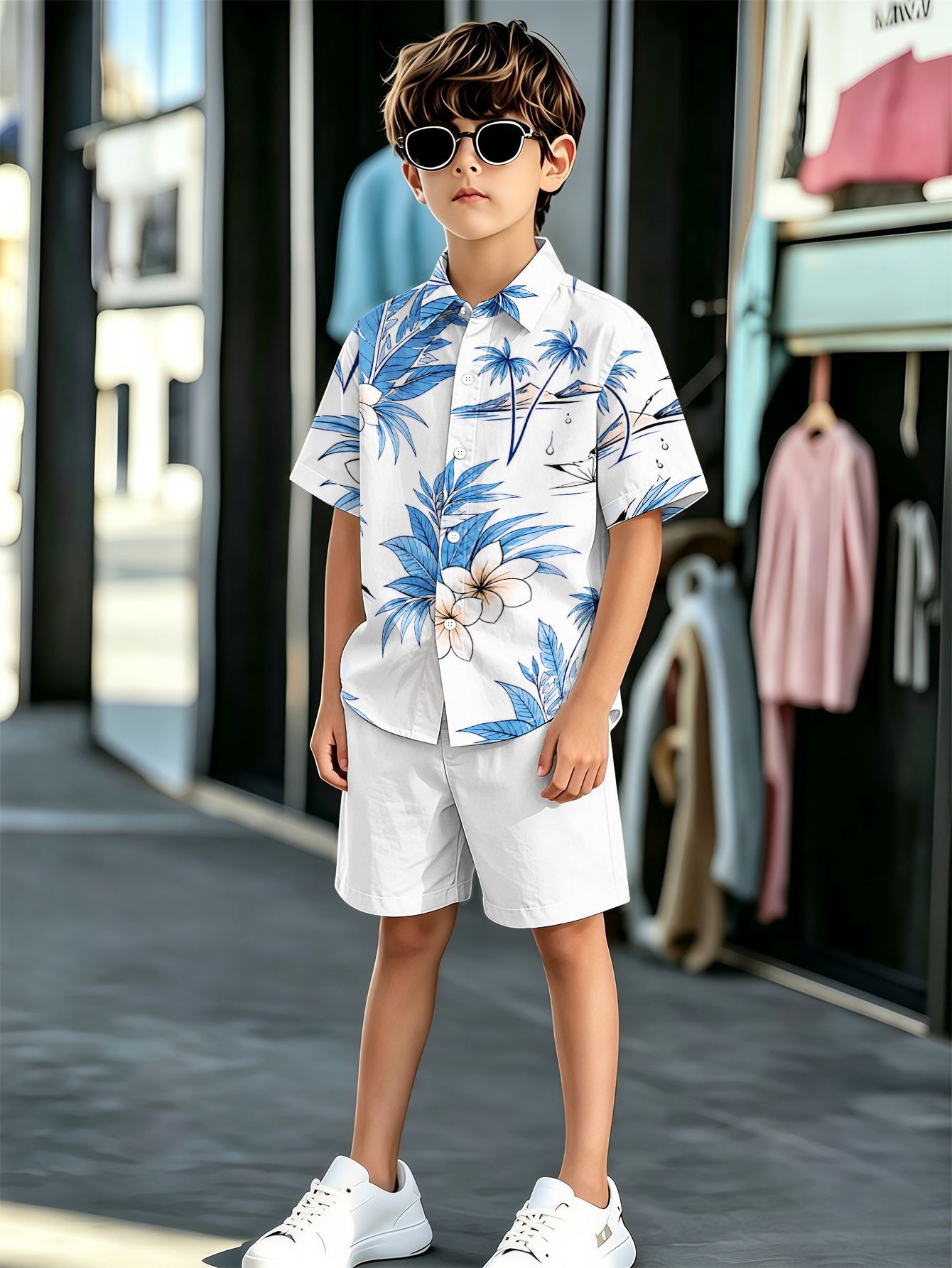 Boys Shirt And Shorts Set With 3d Pattern For Summer Style_voghion.com