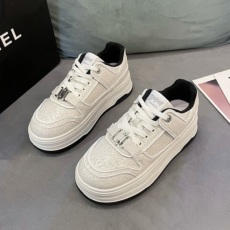 Baskets de running décontractées blanches motif éléphant bouclé_voghion.com