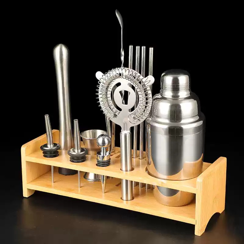Mezclador de acero inoxidable conjunto mezclador de cóctel mezclador herramientas de mezclador de vinos profesional de taza de shaker jar bar mezclador