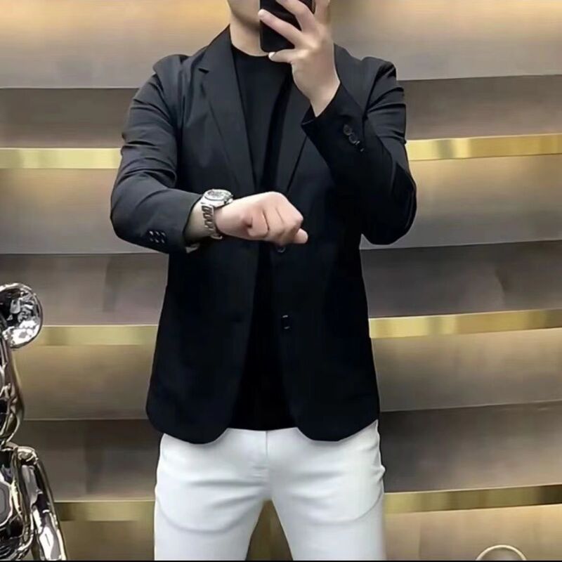 Thin Slim-Fit Men's Blazer, Lightweight Summer New Style, Solid Color, Versatile Business Wear, Slimming Korean Style Tailored Suit for Men Thin Slim-Fit Men's Blazer, Lightweight Summer New Style, Solid Color, Versatile Business Wear, Slimming Korean Style Tailored Suit for Men