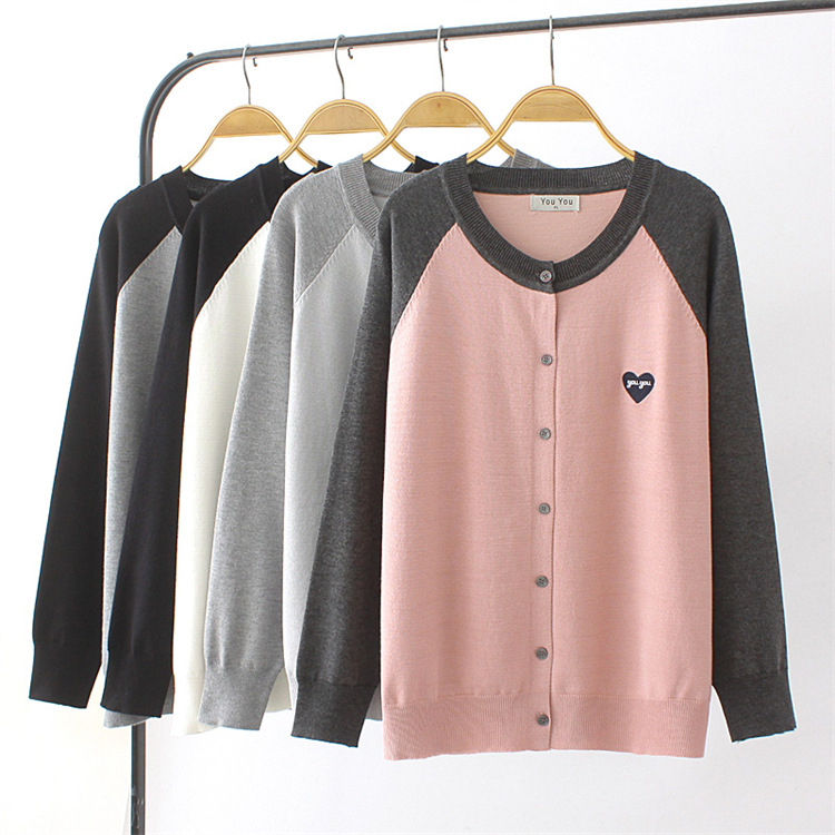 Large size women's knitted cardigan 2024 spring clothes new fat MM age-reducing slimming color-blocking embroidered sweater jacket 3098