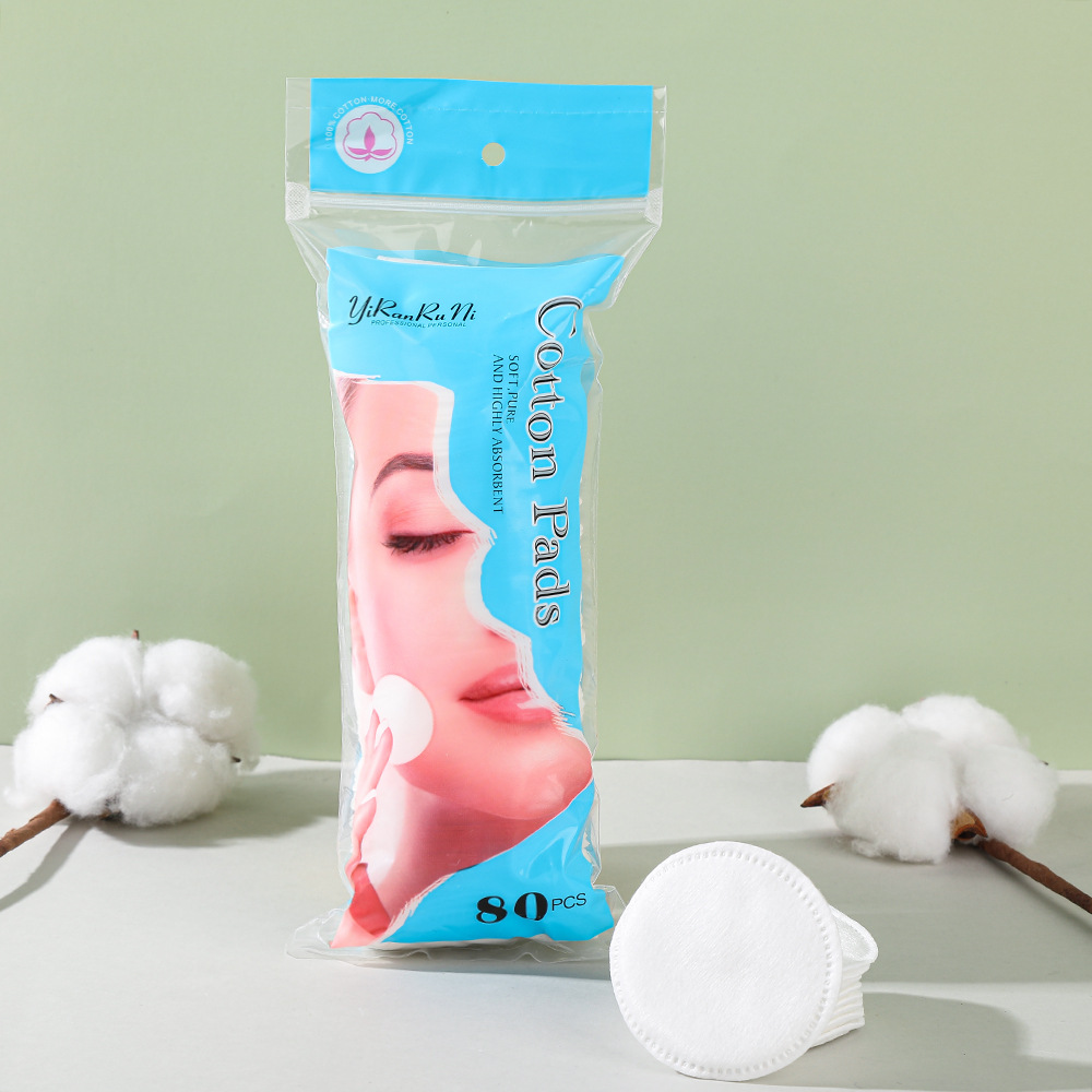 algodón cosmético desechable sin floc portátil de aplicación húmeda de algodón redondo agujero de aguja cerrado borde de cuidado de la piel limpio algodón desmaquillaje