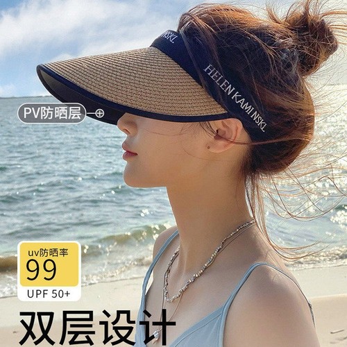 Sun Hat for Women with Wide Brim, Summer UV Protection, Versatile Sun Hat, Straw Hat, Unlined, Riding Face Covering, Sunglasses Hat