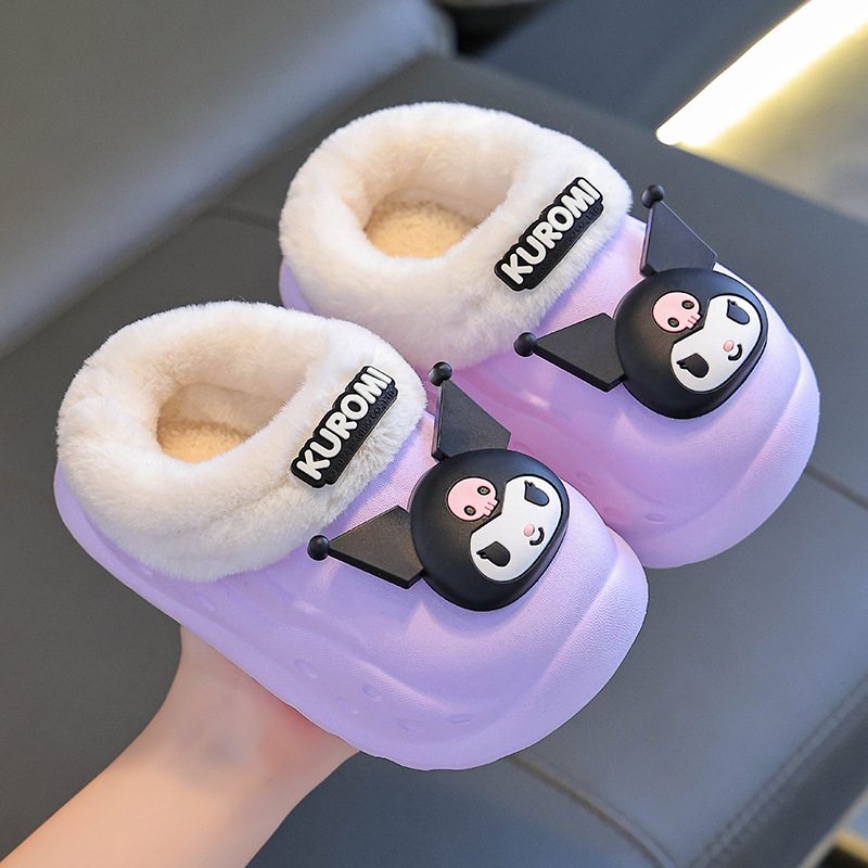 Sanliou zapatillas de algodón de invierno para niños, niñas y niñas, calentamiento y terciopelo, Kulomi, EVA impermeable para padres e hijos, tacones de algodón