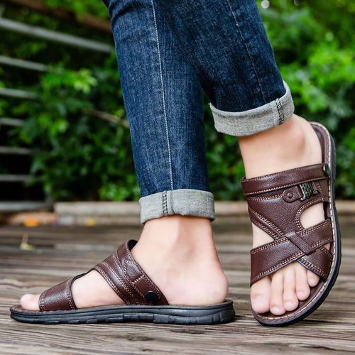 New summer sandals for men, beach shoes for outdoor wear, non-slip soft sole dual-purpose sandals, waterproof casual shoes, supermarket wholesale