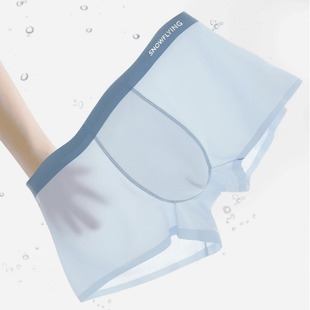 Flying in the Snow Summer Mulberry Silk Men's Underwear Ice Silk Antibacterial and Crotch Permeability Pin-fit Comfortable Solid Color Boxers