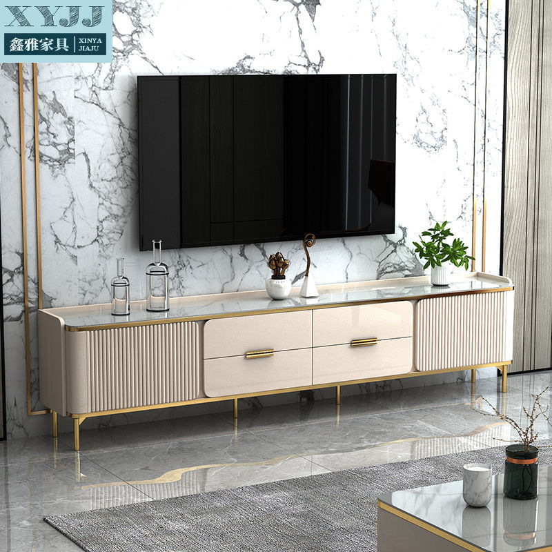New Coffee Table Tv Cabinet Living Room Home Coffee Table Combination Simple Modern Light Luxury High-End Rock Slab European Apartment