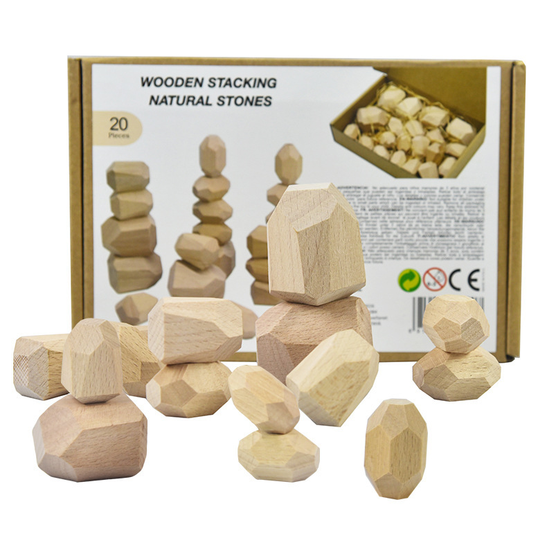En stock transfronterizo Nórdico ins estilo colorido piedra educación temprana piedra apilada música de los niños de juguete de madera adornos