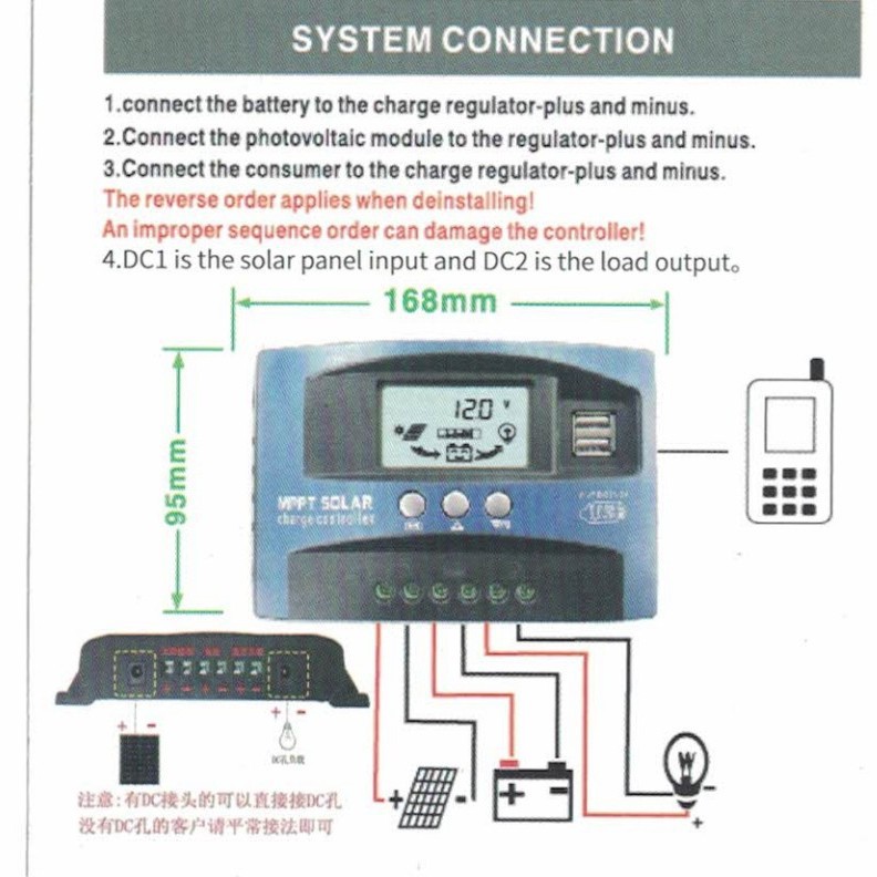 Controlador Solar MPPT 12V/24V 60A/100A con Pantalla LCD - Regulador de Carga y Descarga Fotovoltaica
