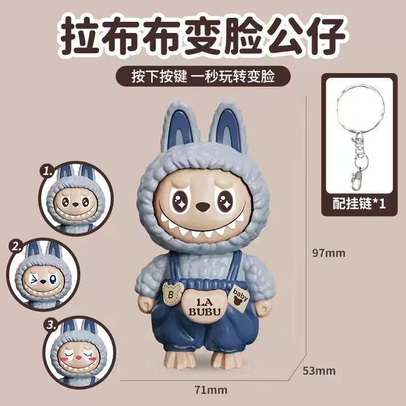 人気のラブブ顔が変わるキーホルダー人形、回転人形ペンダント、減圧おもちゃ、子供用手作り装飾品|undefined
