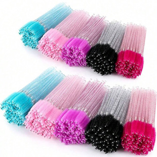 50 Disposable Eyelash Brushes, Crystal Handle, Eyelash Wands, Various Colors, Cross-Border, Dropshipping, Direct from Factory