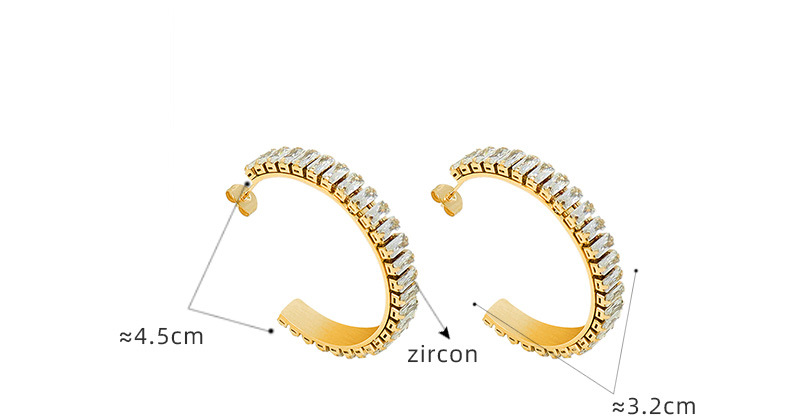 19g Weight 0.03µm-0.05µm Gold Plating Thickness PVD Coated Gold Plating Process 304 Stainless Steel Ear Needle Material Real Gold Plated Plating Material PVD Coated Real Gold Plated 18K Gold C Shape 304 Stainless Steel Fashion Waterproof Non Tarnish Earrings