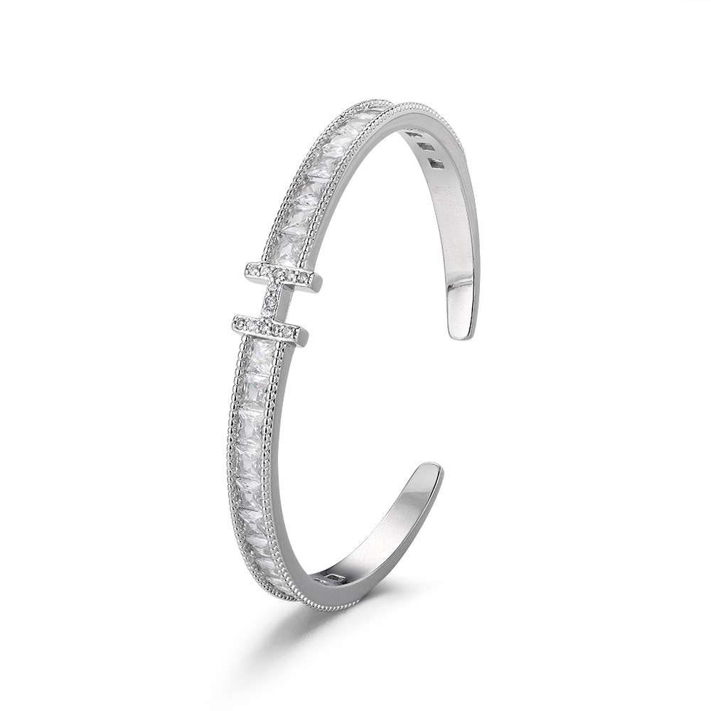 Exquisita pulsera transfronteriza con diamantes en forma de H para mujer, estilo europeo y americano, versátil, elegante, joyería de alta gama, venta al por mayor y envío directo.