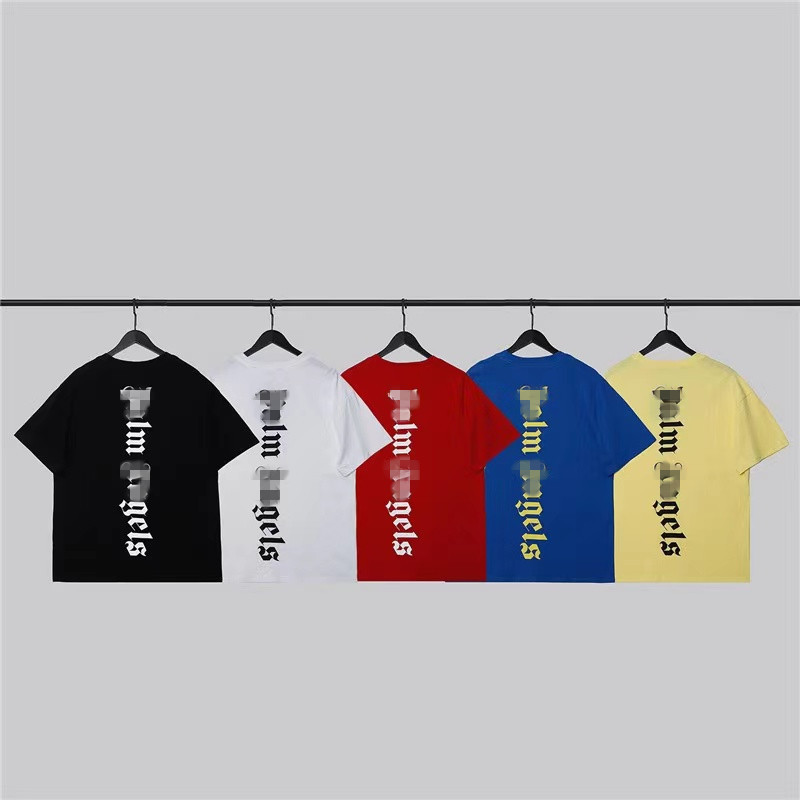 Wholesale trendy brand Palm Angel letter logo printed short sleeve T-shirt men and women hip hop loose candy color half sleeve shirt