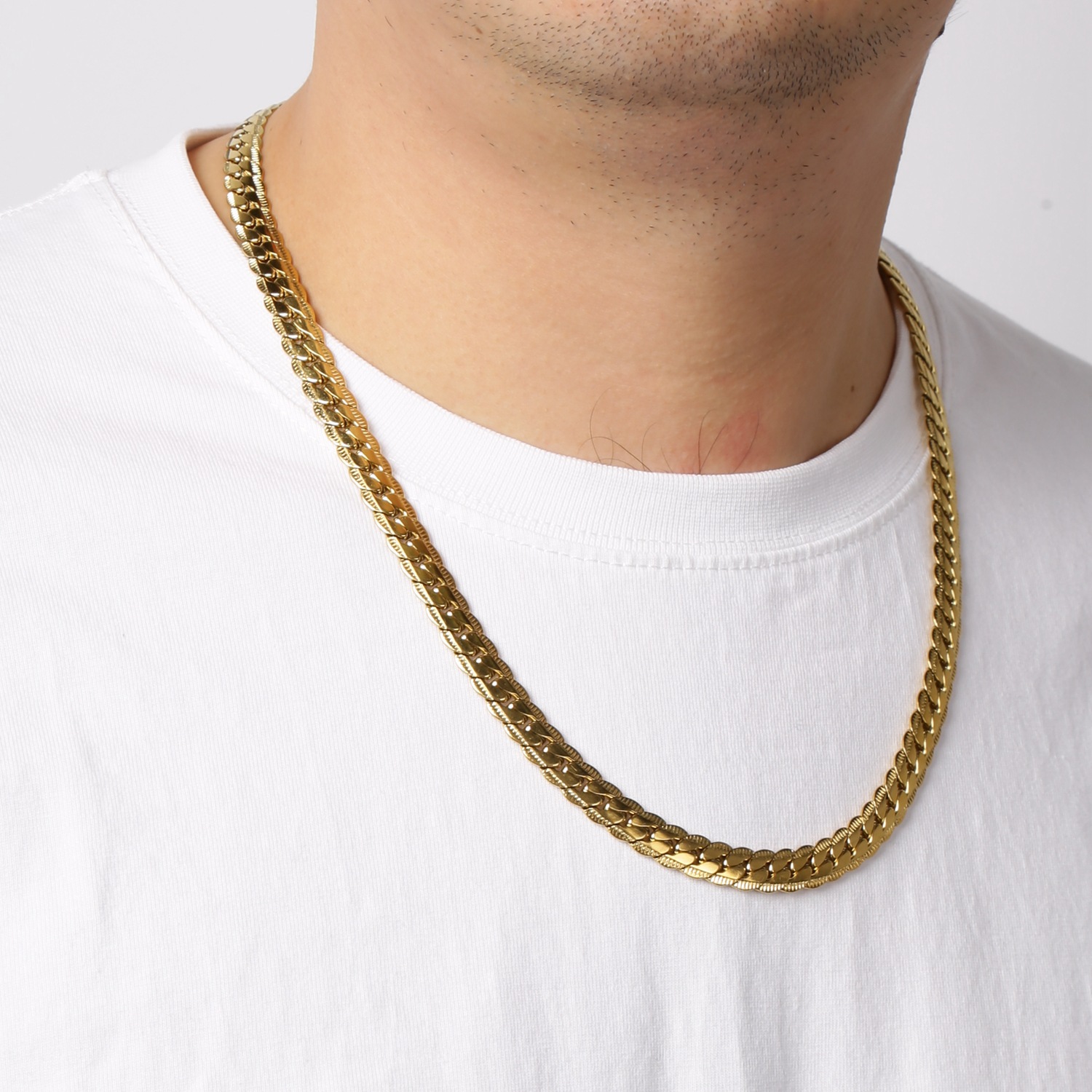 304 Stainless Steel Material Solid Color Pattern Simple Style Classic Style Solid Color 304 Stainless Steel Plating Gold Plated Unisex Necklace