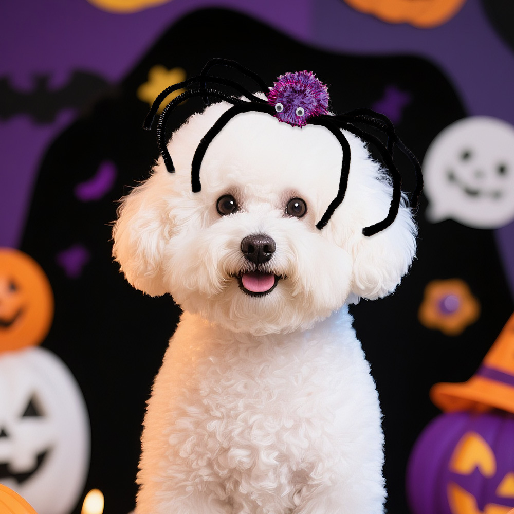 Clip de cabello de araña grande parodia de mascota tocado de perro gatos decoración de fiesta temática de Halloween DIY clip de araña