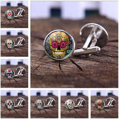 Mexican Skeleton Head Time Gem Cufflinks for Men, Fashion French Cufflinks, Cuff Pin Accessory, Wholesale