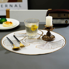 Ginkgo Leaf Western-style Table Mat Hotel Versatile Decorative Item PVC Table Heat Insulating Mat Round Table Mat Ins Cup Mat