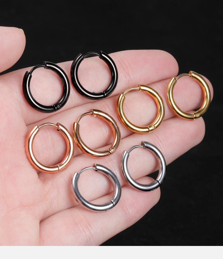 2.5mm Thick Titanium Steel Round Wire Plain Hoop Earrings - Stainless Steel Earrings Wholesale detail image 8