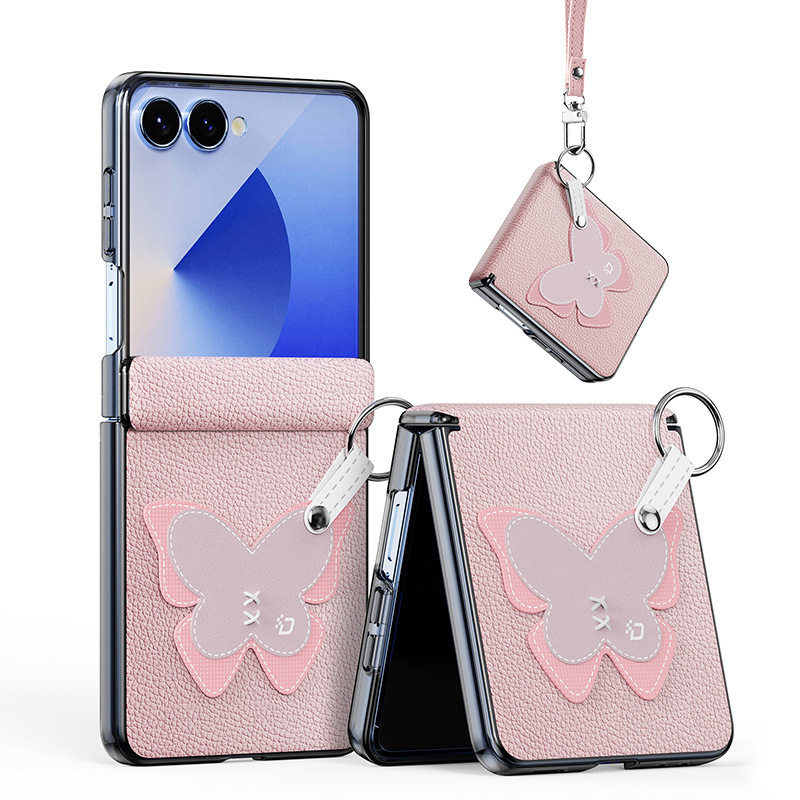 サムスン ZFlip7 磁気折りたたみ携帯電話ケース PU レザーリングストラップ付き小さな新鮮な保護ケース卸売に適しています|undefined