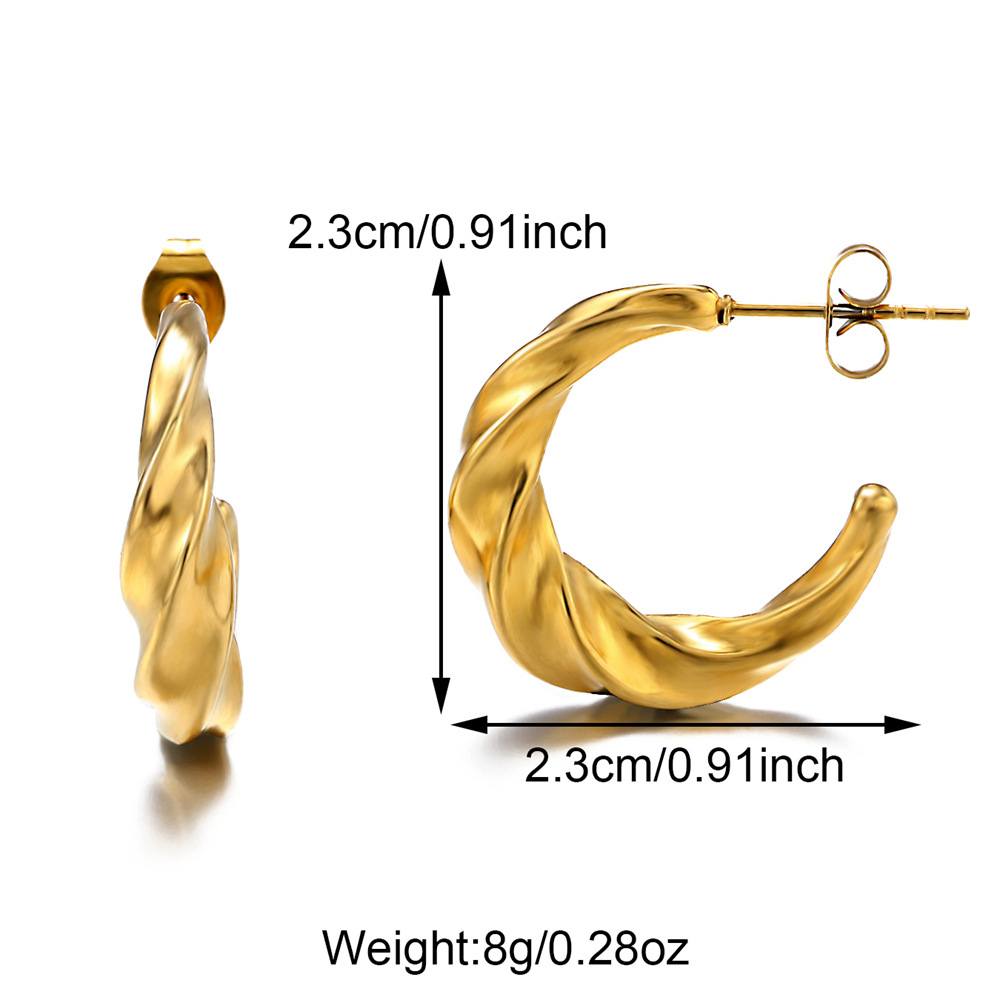 1 Paire Style IG Style Simple Forme C Fleur Abeille Placage Incruster Acier Inoxydable 304 Perle Zircon Des Boucles D'Oreilles Boucles D'Oreilles display picture 11