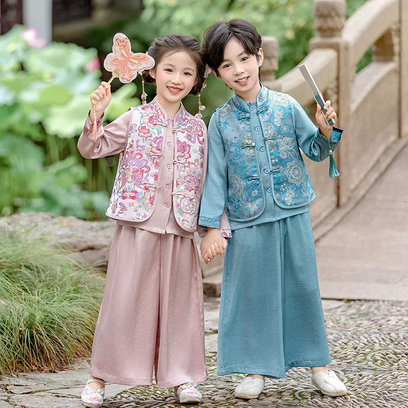 女童汉服国风套装儿童新中式唐装中秋节小女孩超仙古风宝宝演出服