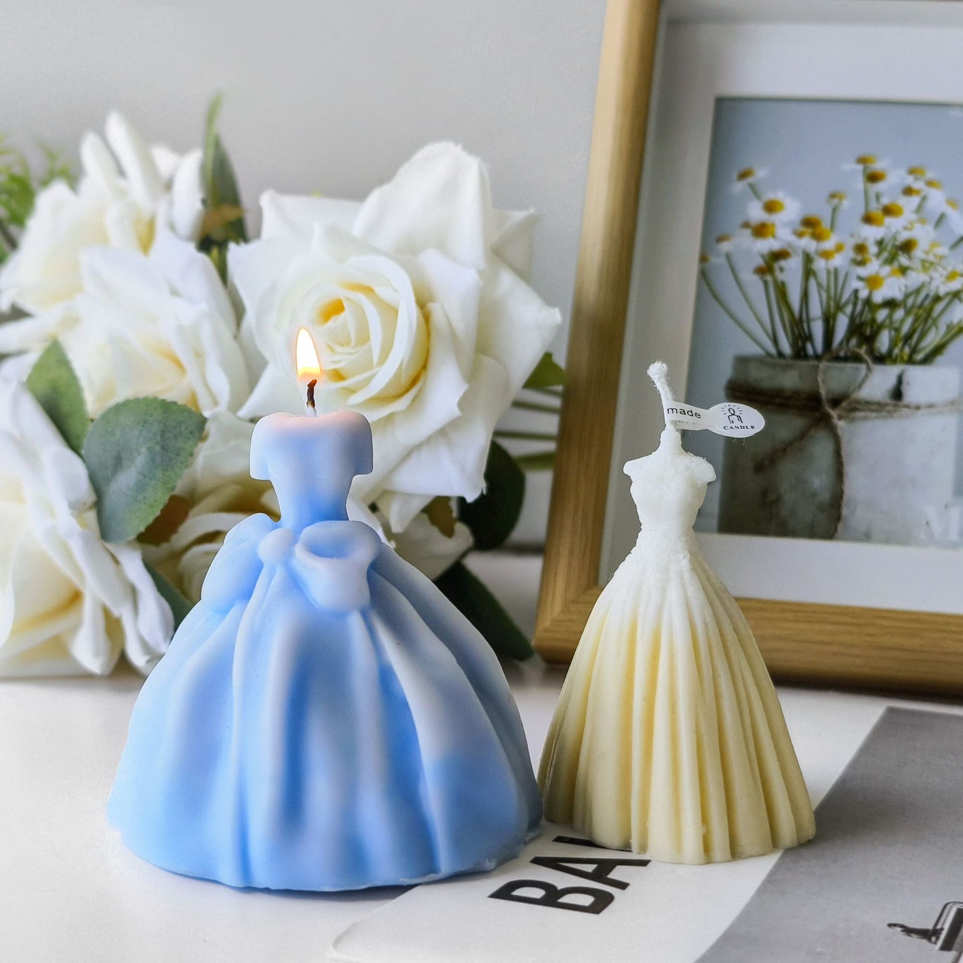 3D vestido de boda traje jabón hecho a mano molde DIY aromaterapia vela yeso decoración la torta Silicona