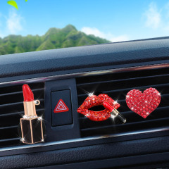 Car air vent air conditioning vent fragrance sheet clip perfume clip lip color diamond-studded mouth cute fragrance clip for women