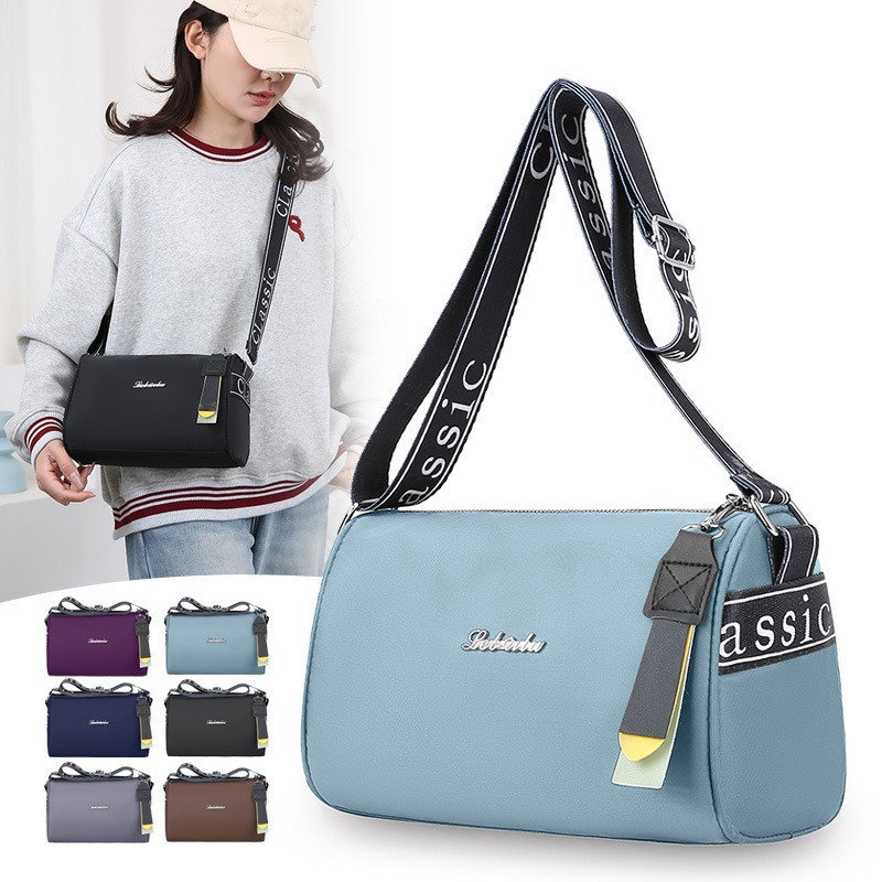 外贸跨境新款休闲简约斜挎包时尚百搭女士单肩背包防泼水尼龙布包