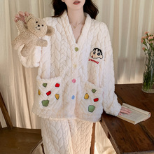 珊瑚绒睡衣女秋冬季2025新款保暖法兰绒加厚加绒可外穿家居服套装