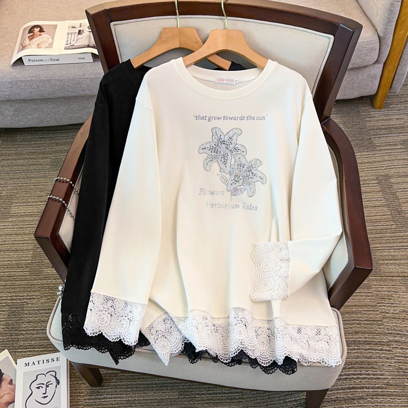 200/ 150kg Plus-size women's clothing, bust 150/160, loose round-neck mid-length knit base shirt 350-9159