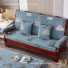 ✅实木老式质木头沙发靠垫春秋椅三人带靠背一体高密度海绵坐垫
