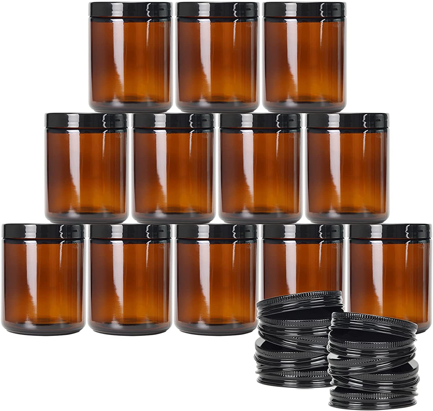 亚马逊 8oz 玻璃空蜡烛罐琥珀色玻璃罐食品储藏盒调味罐香料瓶