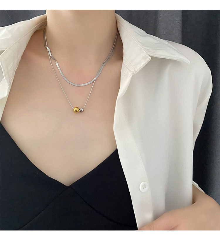 18K Real Gold Plated Plating Material 304 Stainless Steel Pendant Material Vacuum Plating Real Gold Plated 18K Gold Gold Plating Silver Plated Round 304 Stainless Steel INS Style Waterproof Non Tarnish Titanium Steel Layered Necklaces