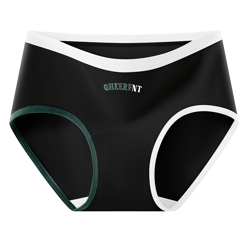 2024 nuevo estilo de algodón de grado 9A antibacteriano, largo y ensanchado, entrepierna, color de contraste, ropa interior de algodón de cintura media para niñas retro americanas