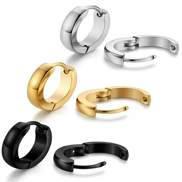 Factory direct Korean fashion temperament titanium steel 3*12 arc earring earrings ebay Amazon best selling set