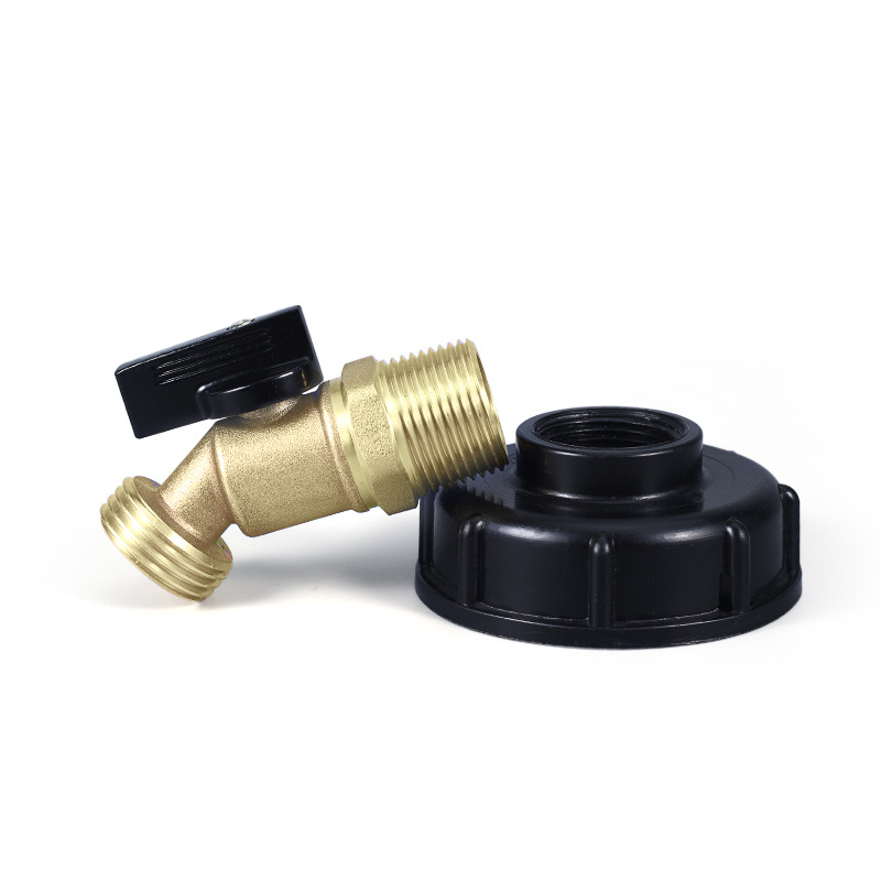 Transfronterizo químico barril IBC Ton barril conector Ton Válvula de barril accesorios Ton barril de latón Boquilla DE AGUA válvula de bola de mariposa grifo