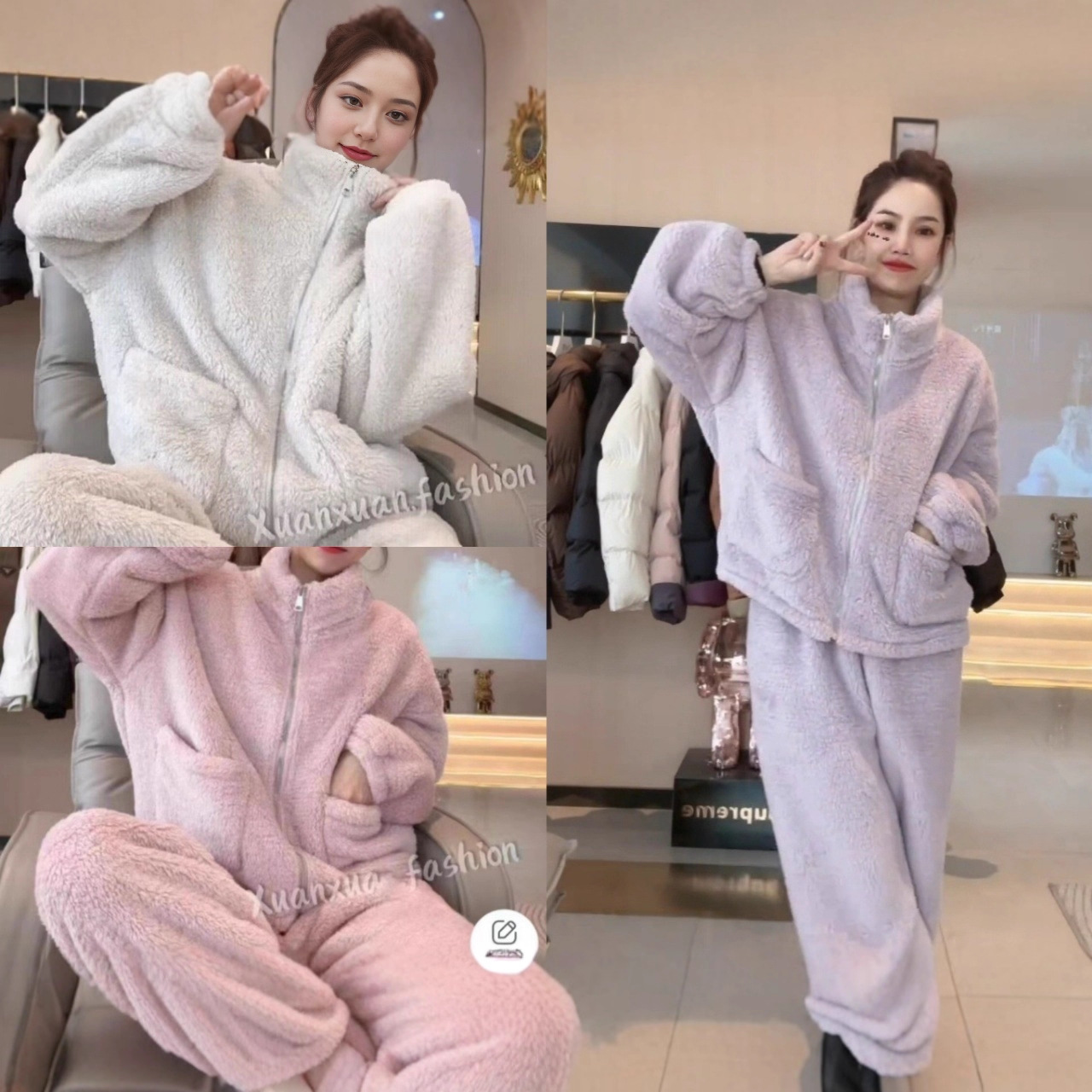 珊瑚绒甜美暖绒套装2025冬季新款加厚保暖韩版仙女风家居服女