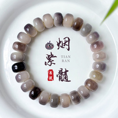 玉化料烟灰紫菩提手串药片珠高油高密菩提子佛珠念珠文玩手链批发
