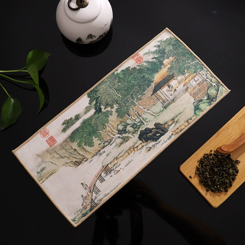 Замшевое кунг-фу чайное полотенце Guo Chao в старинном стиле, водо- и многофункциональное высококачественное расписное чайное полотно, чайное полотенце