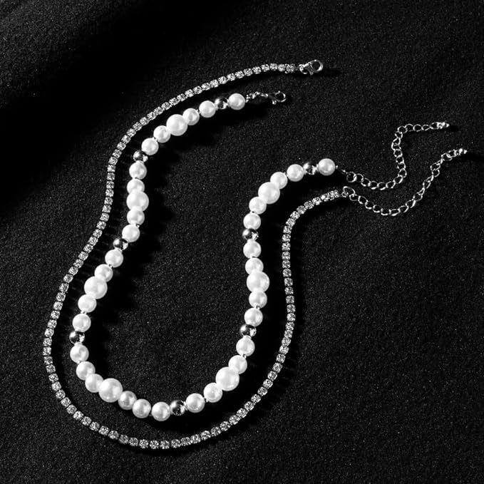 Stainless Steel Cuban Chain Necklace For Men Silver Double Layer_voghion.com