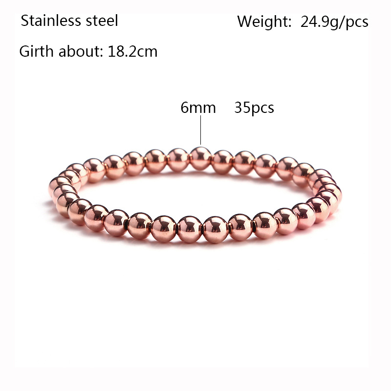 15g Weight Rose Gold Plated Plating Material Bracelets Classification 304 Stainless Steel Chain Material 1 Piece Quantity Holiday, Daily Occasion 304 Stainless Steel Material Solid Color Pattern Women's Gender Beaded Design Casual, Simple Style Style Casual Simple Style Solid Color 304 Stainless Steel Rose Gold Plated Bracelets In Bulk 3