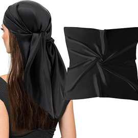 定制色丁方巾头巾 90cm 女士流行图案百搭款包头巾定制logo图片文