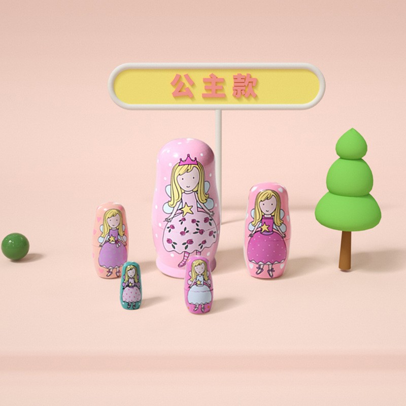 Muñeca rusa pintada de cinco capas Pintura de color de 5 capas Muñeca de madera pintada a mano establece todo tipo de muñeca hecha a mano al por mayor